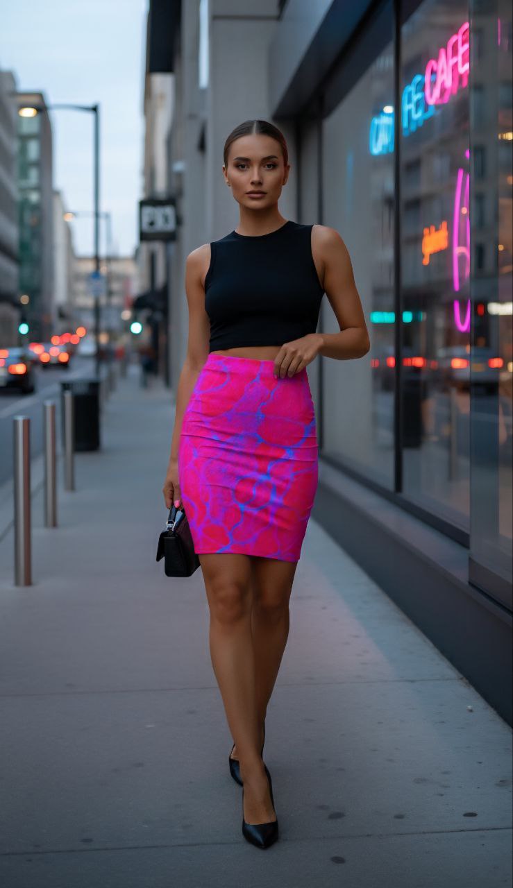 Hot Pink Marble Mini Skirt | Bold Bodycon Club Skirt | Party Outfit