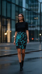Black Neon Grid Mini Skirt | Bodycon Clubwear | Futuristic Night Outfit