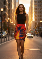 Fiery Red Mini Skirt | Abstract Bodycon Skirt | Night Out Outfit