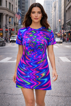 Neon Swirl T-Shirt Dress | Psychedelic Bodycon Dress | Night Out Outfit