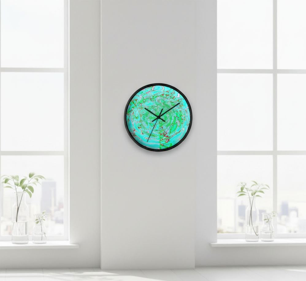 Green Abstract Wall Clock | Modern Silent Clock