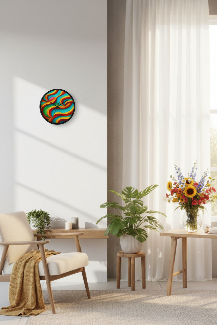 Colorful Wall Clock | Modern Rainbow Clock | Silent Home Decor