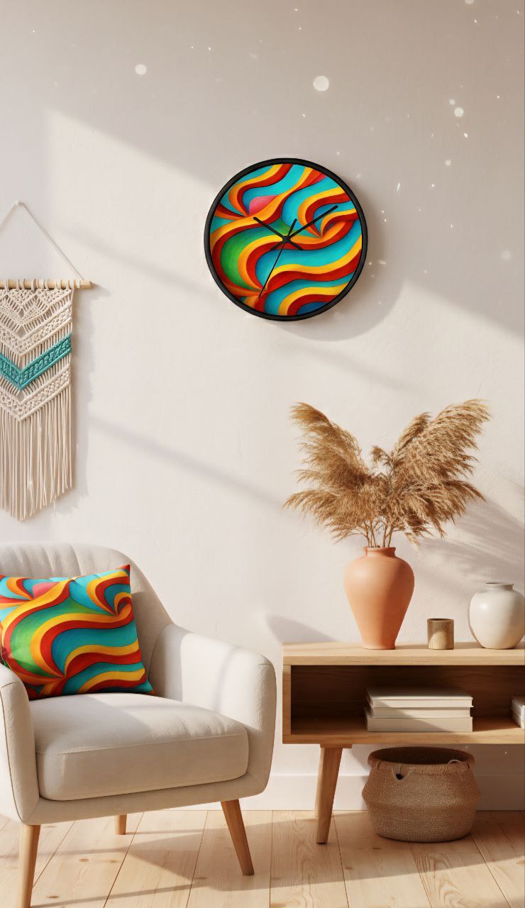 Colorful Wall Clock | Modern Rainbow Clock | Silent Home Decor