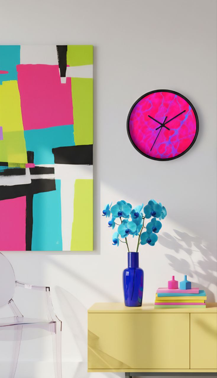 Hot Pink Wall Clock | Modern Silent Clock | Bold Home Decor
