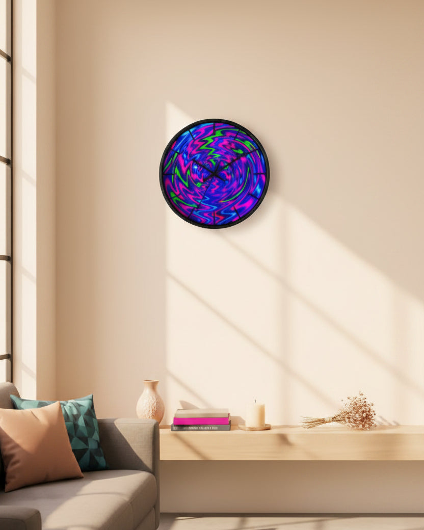 Colorful Wall Clock | Neon Swirl Clock | Modern Silent Home Decor