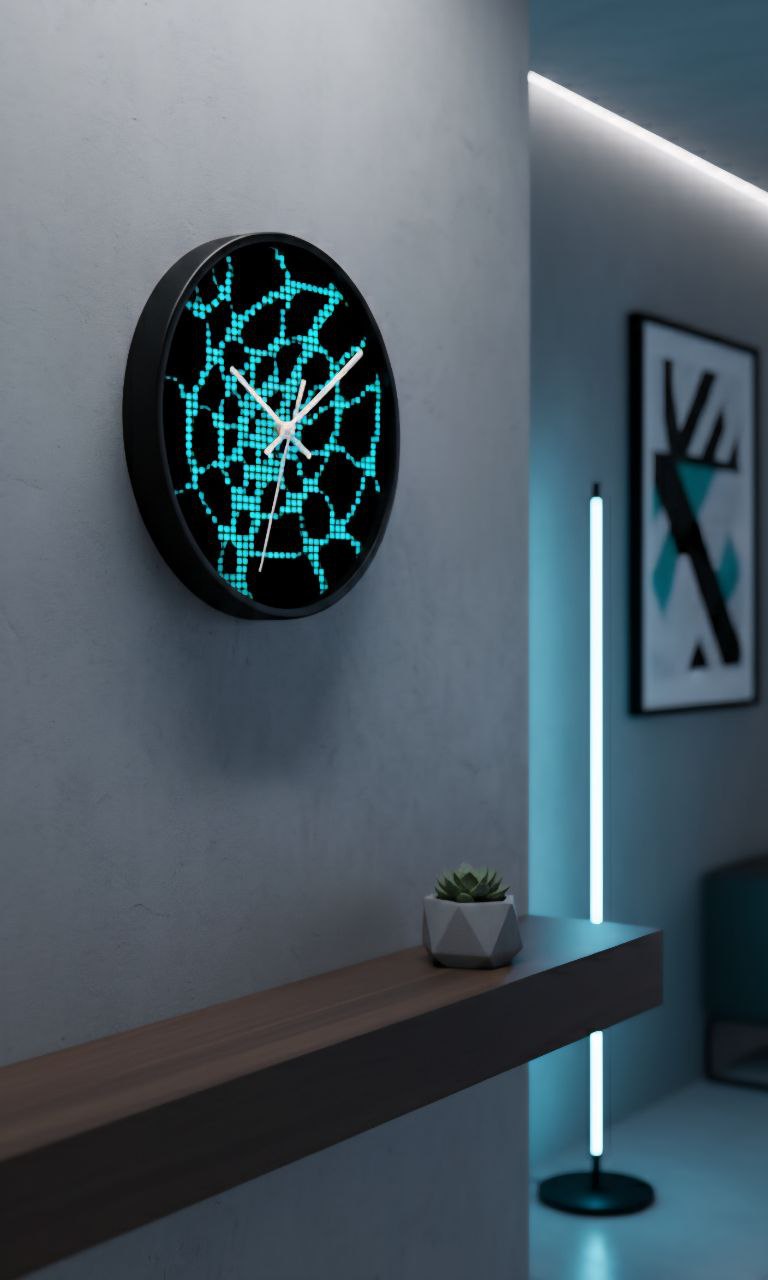 Modern Wall Clock | Black Turquoise Clock | Minimalist Silent Decor