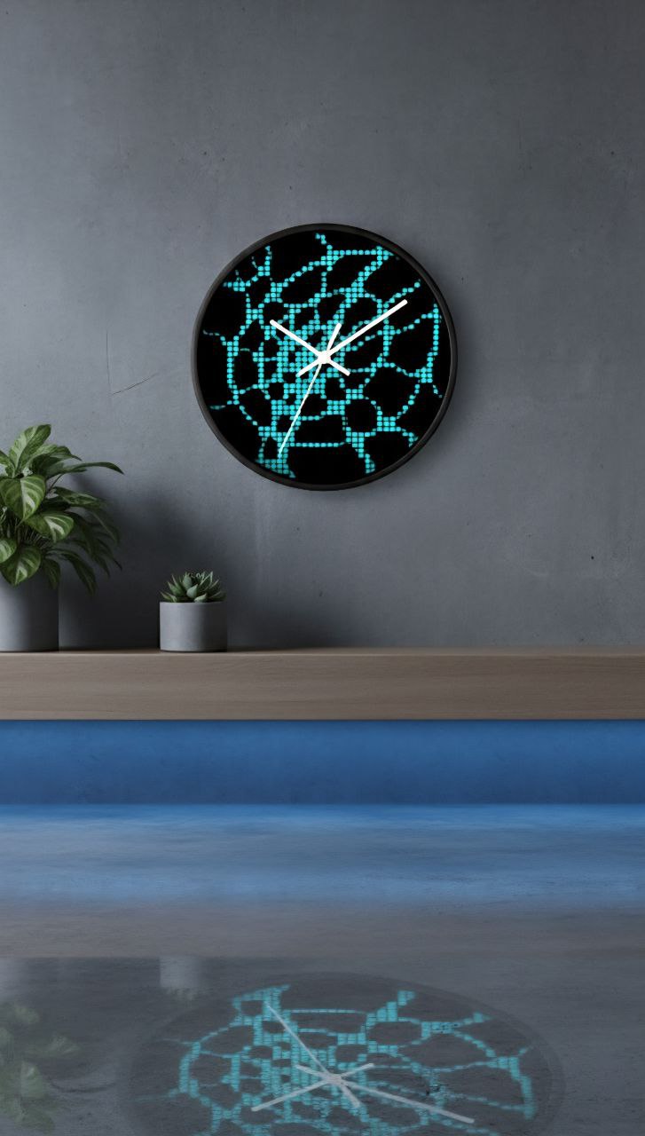 Modern Wall Clock | Black Turquoise Clock | Minimalist Silent Decor