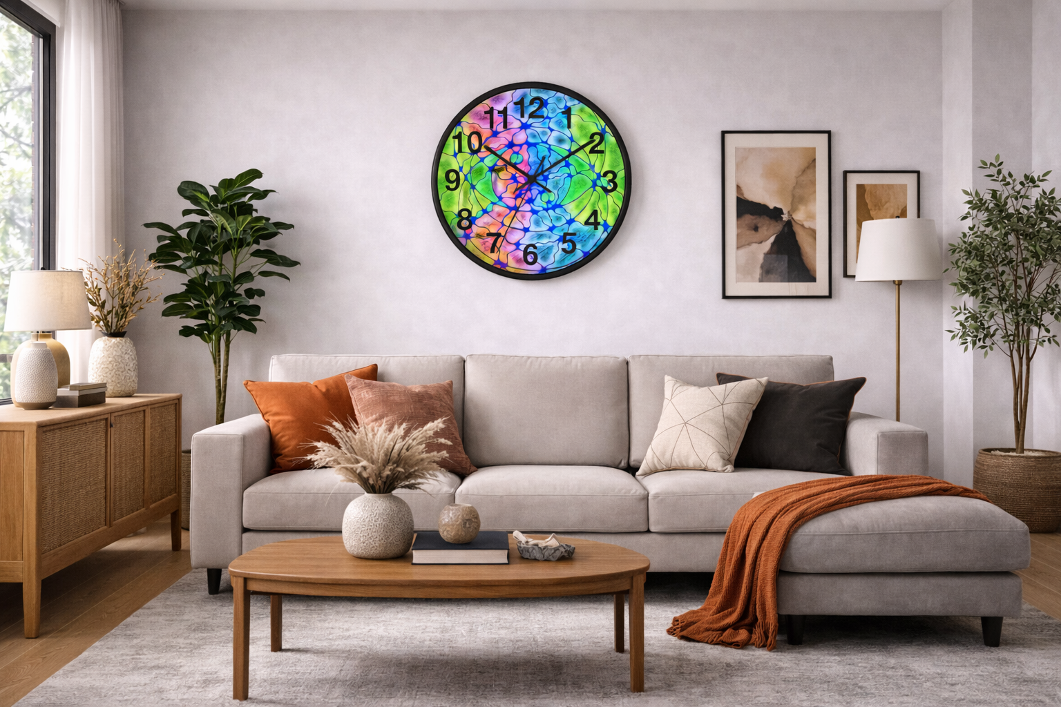 Abstract Wall Clock | Colorful Modern Clock | Artistic Home Decor