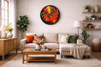 Fire Swirl Wall Clock | Red Orange Clock | Bold Modern Decor