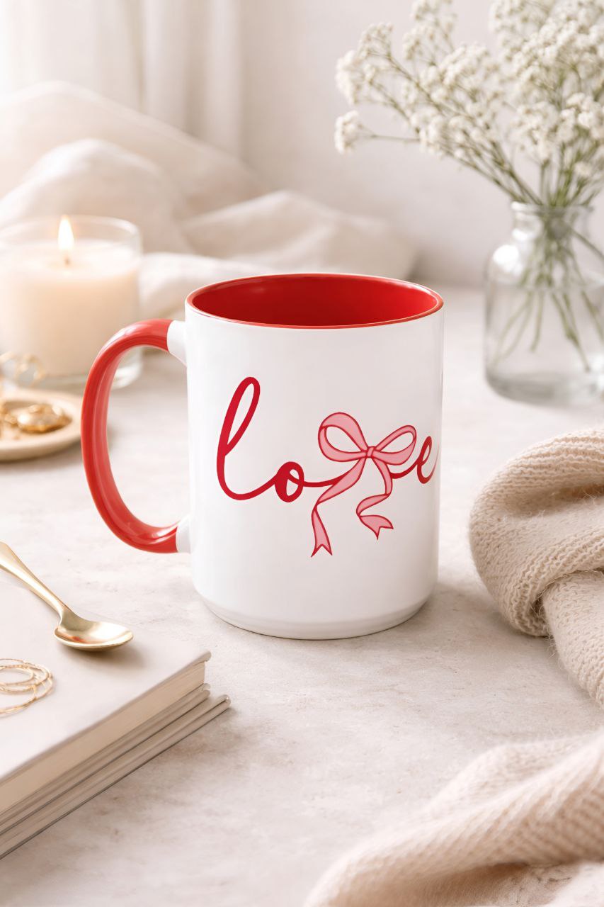 Romantic Bow Mug | Cute Valentine Coffee Cup | Coquette Style Gift