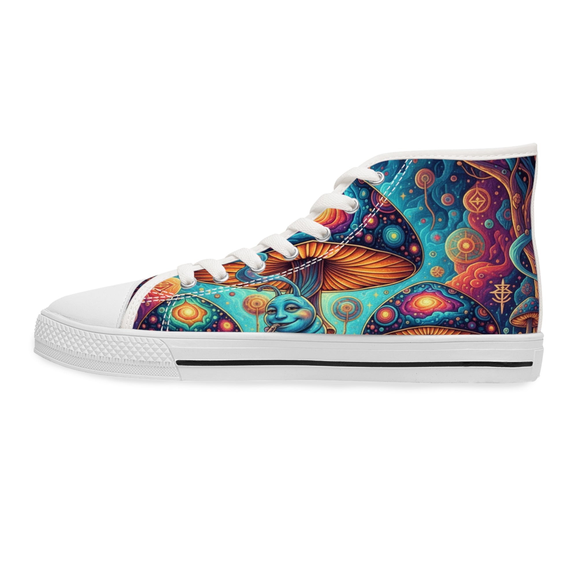 Mushroom Art High Top Sneakers | Colorful Trippy Shoes | Festival Fashion