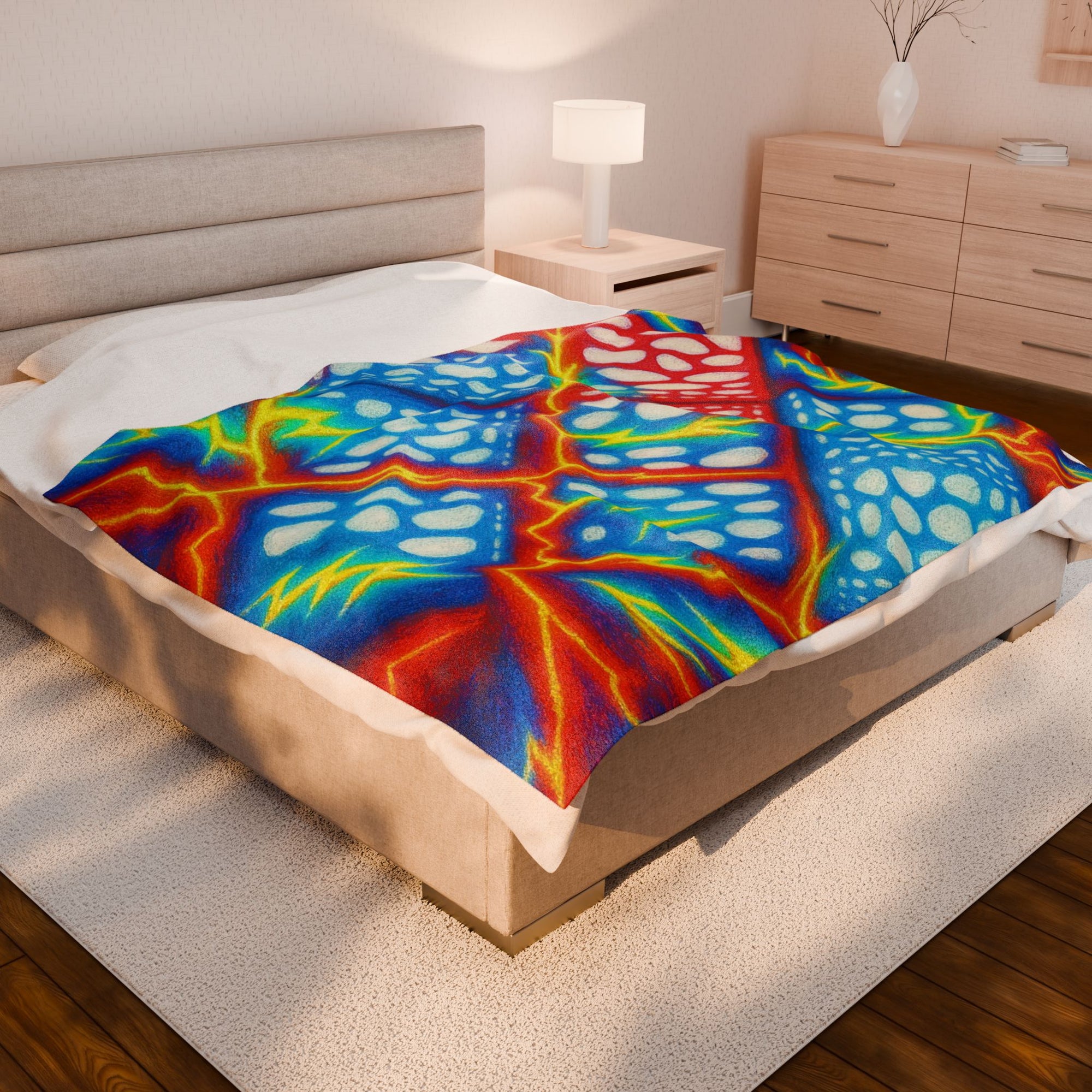 Vibrant Velveteen Plush Blanket - Cozy Throw for Comfort, Kids Room Decor, Vibrant Blanket Gift, Home Accents, Parties & Holidays