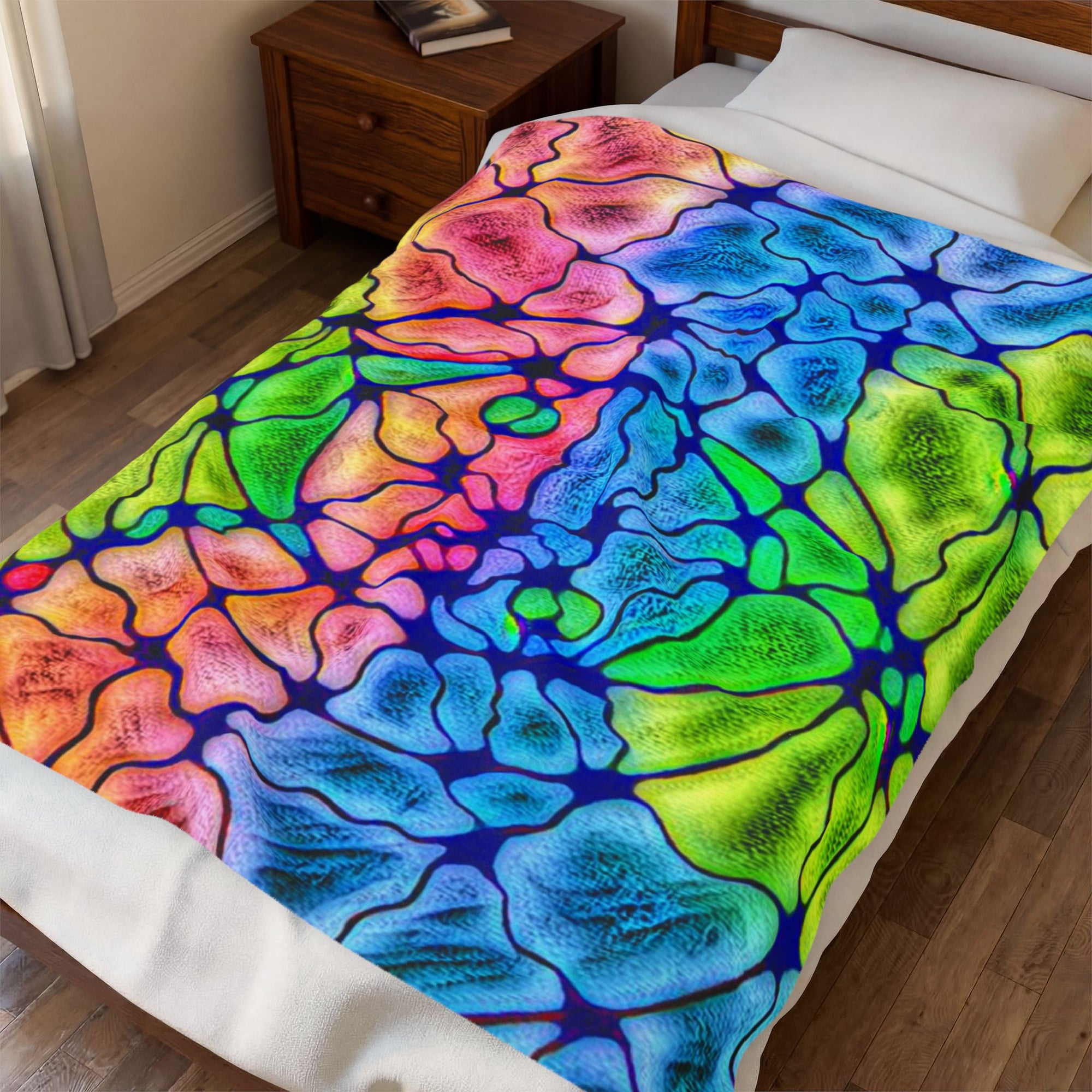 Tie-Dye Plush Blanket | Colorful Velveteen Throw | Cozy Home Decor