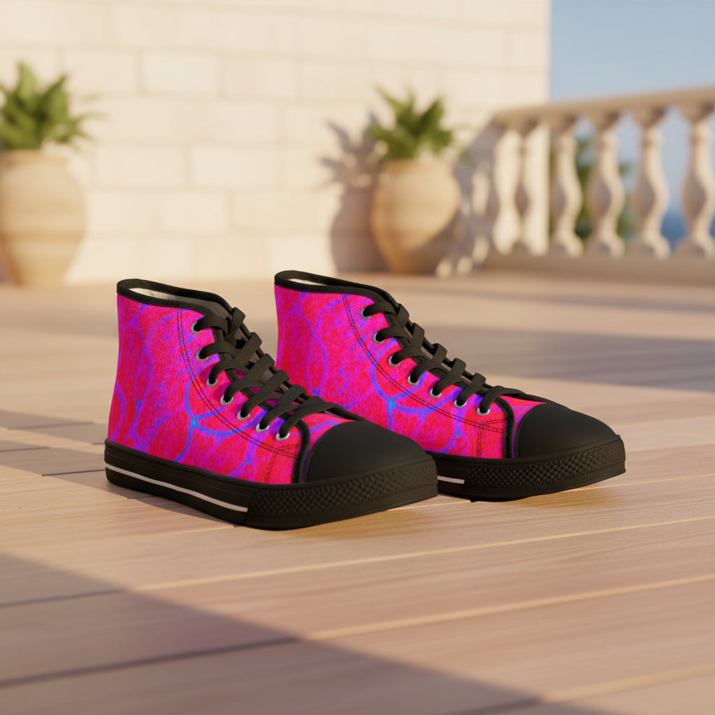 Women’s High Top Sneakers | Pink Blue Neuro-Art Canvas Shoes