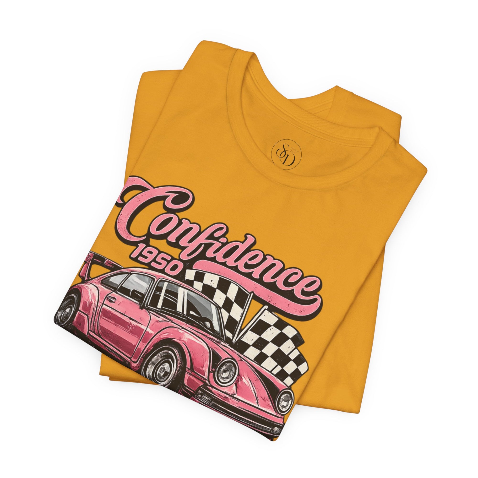 Vintage Pink Porsche 1950 Racing Tee | Confidence No Fear At All