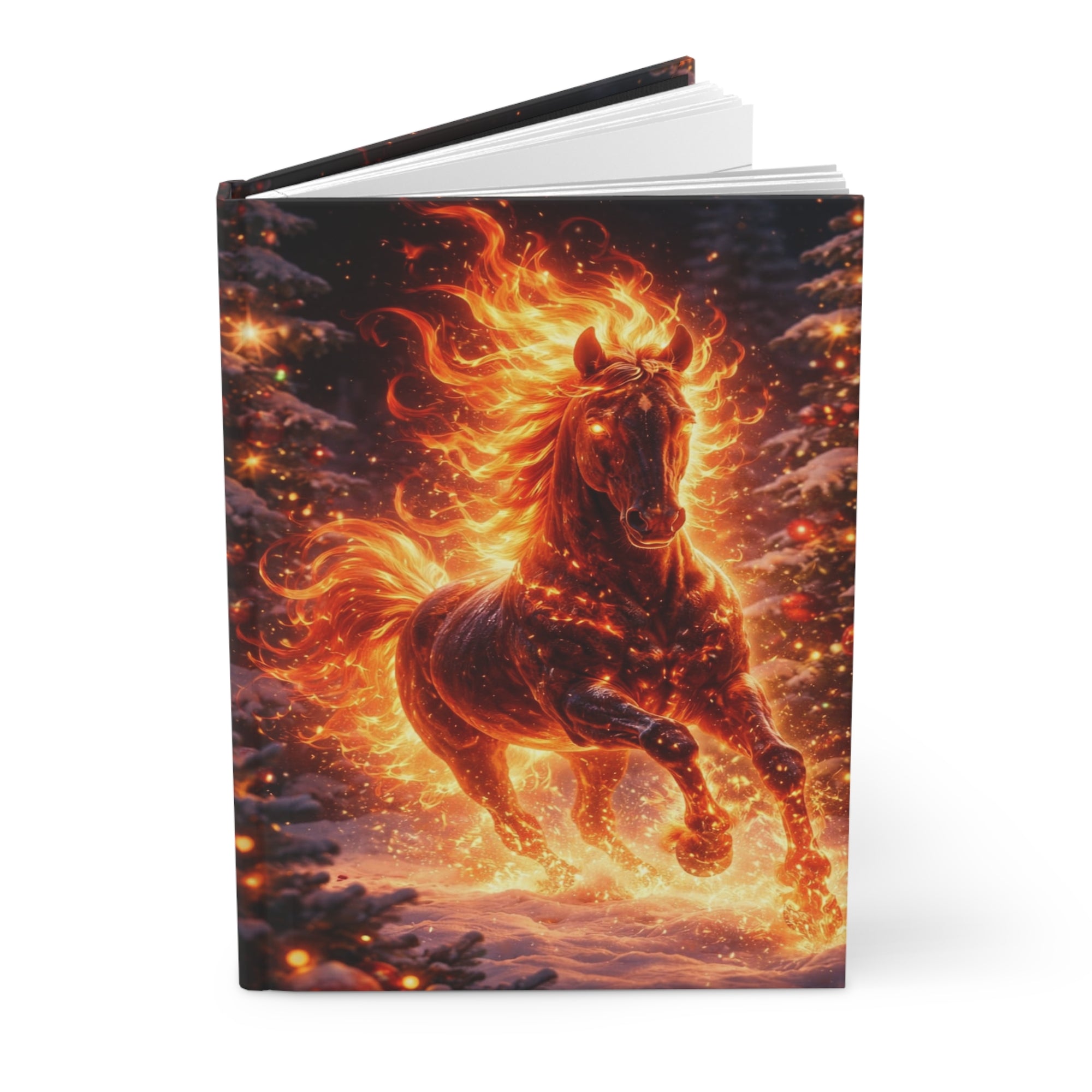 Flaming Horse Hardcover Journal | Fiery Stallion Notebook