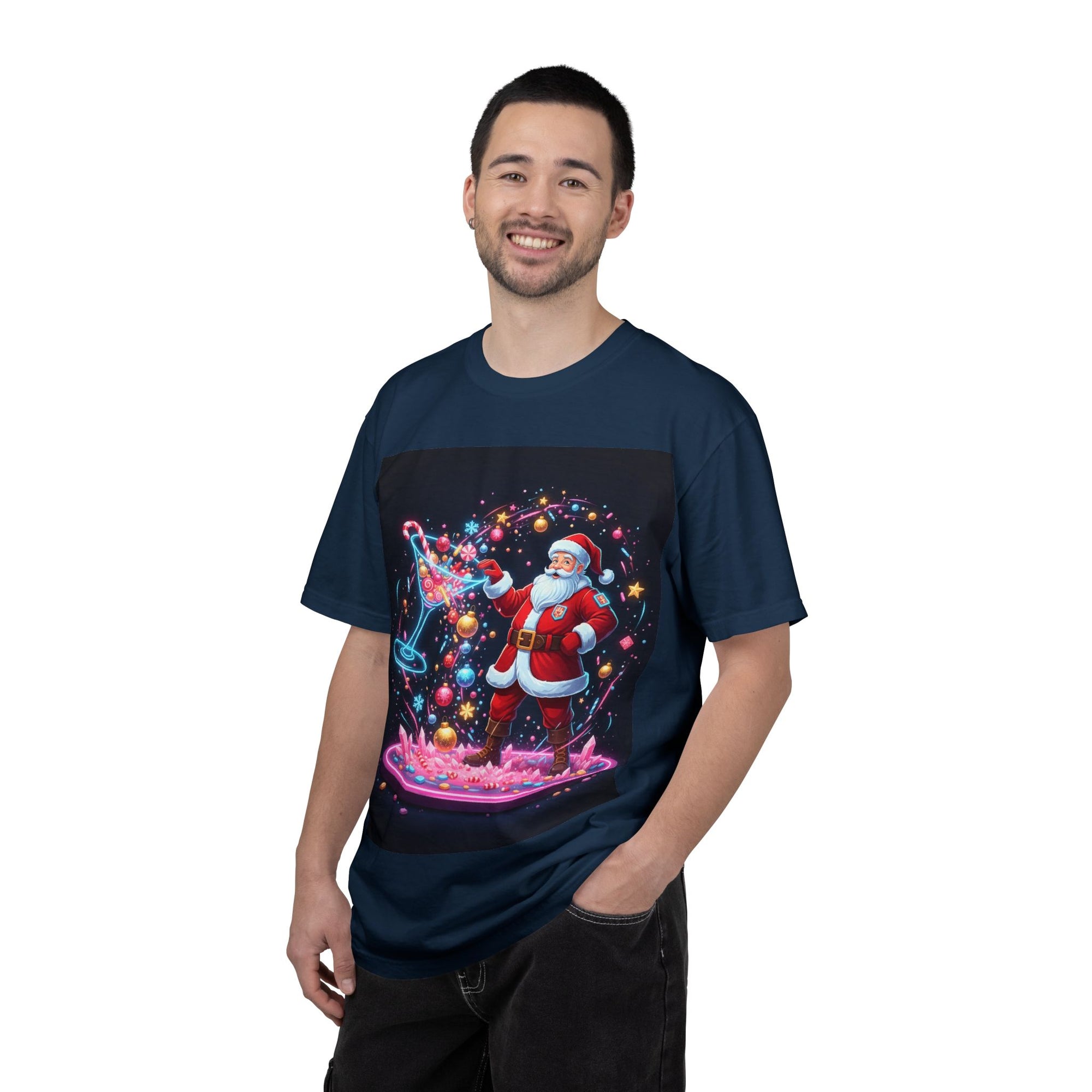 Santa Wizard Illustration T-Shirt | Neon Magical Christmas Tee