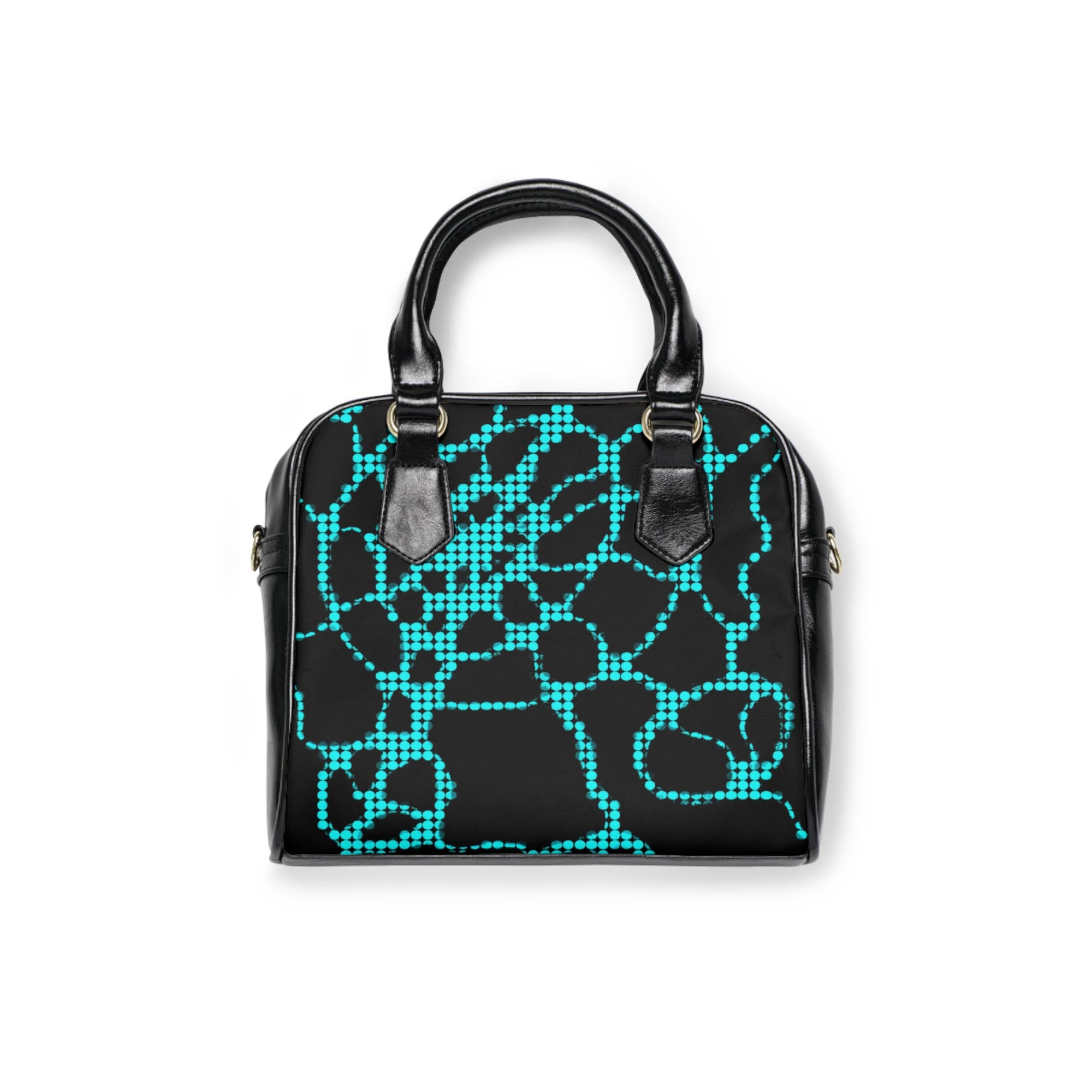 Neon Teal Abstract Handbag | Cyber Aesthetic Statement Shoulder Bag