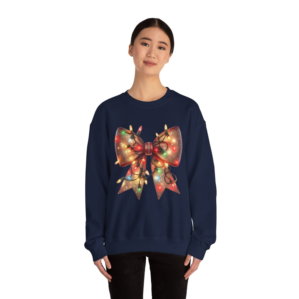 Christmas Bow Sweatshirt | Holiday Lights Crewneck