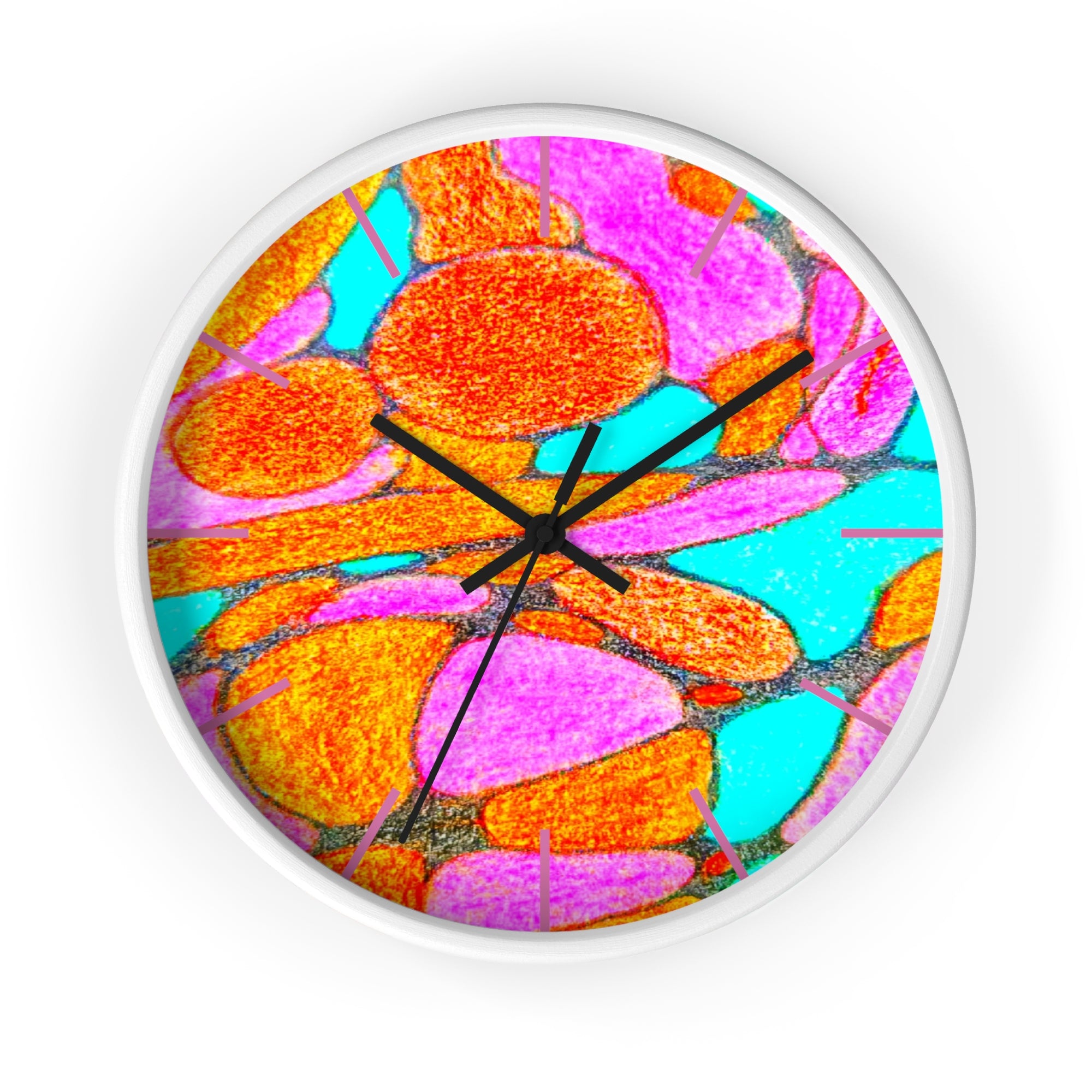 Abstract Pink Orange Teal Wall Clock | Modern Geometric Pop Art Decor | Silent Unique Gift