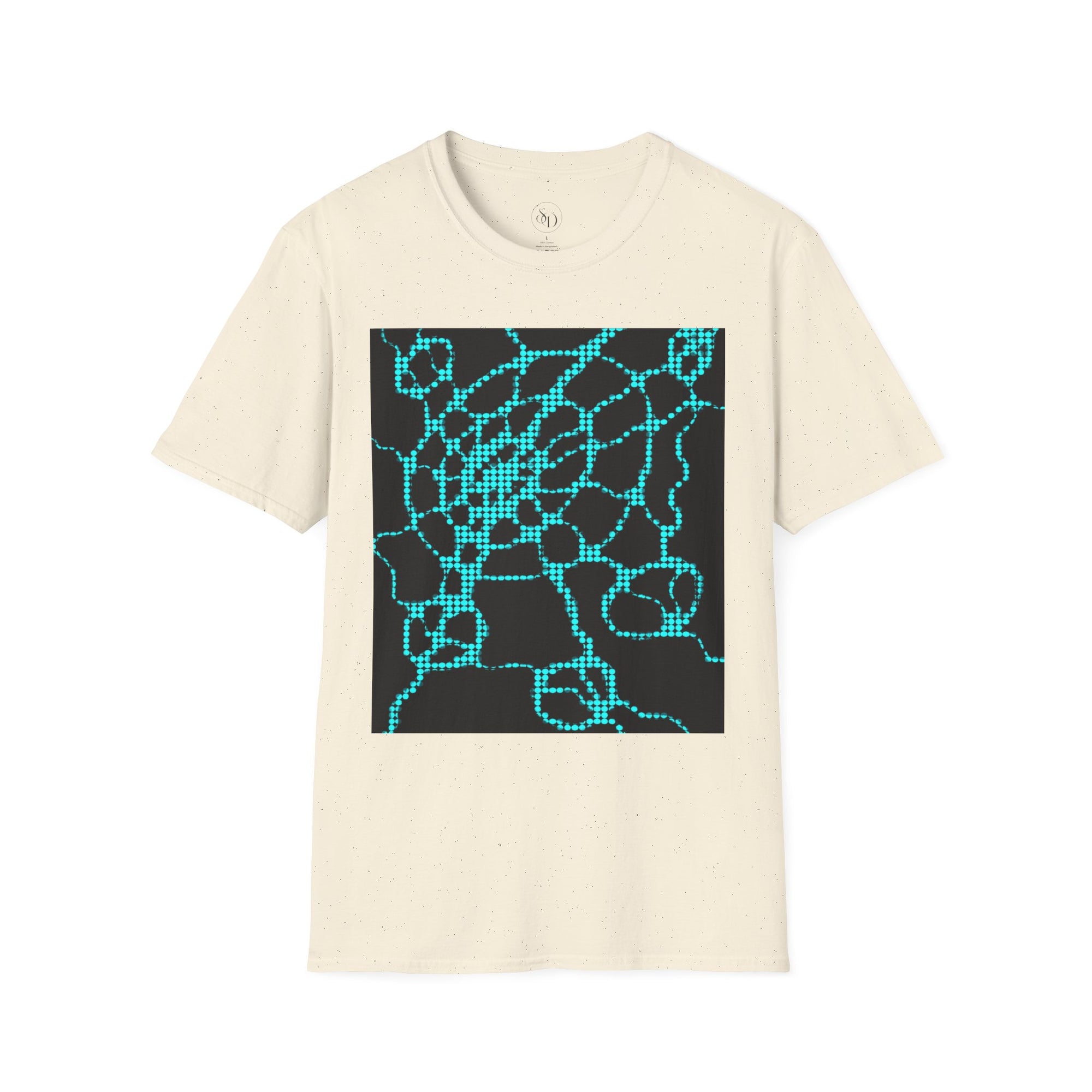 Neural Pattern T-Shirt | Black Turquoise Tech Aesthetic Tee