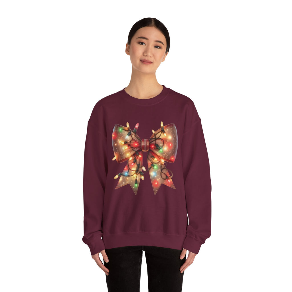 Christmas Bow Sweatshirt | Holiday Lights Crewneck