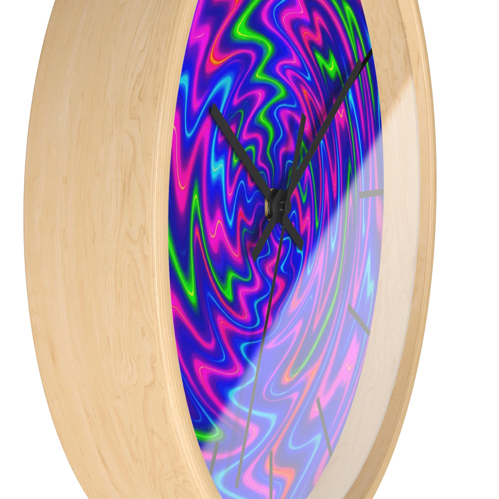 Psychedelic Abstract Wall Clock | Vibrant Neon Swirl Home Decor | Unique Trippy Gift