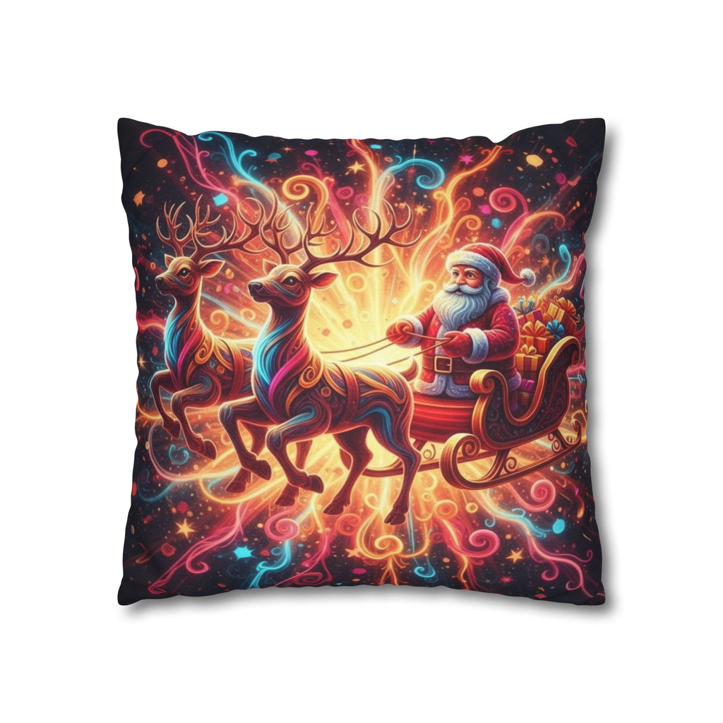 Santa Sleigh Throw Pillow | Christmas Reindeer Cushion