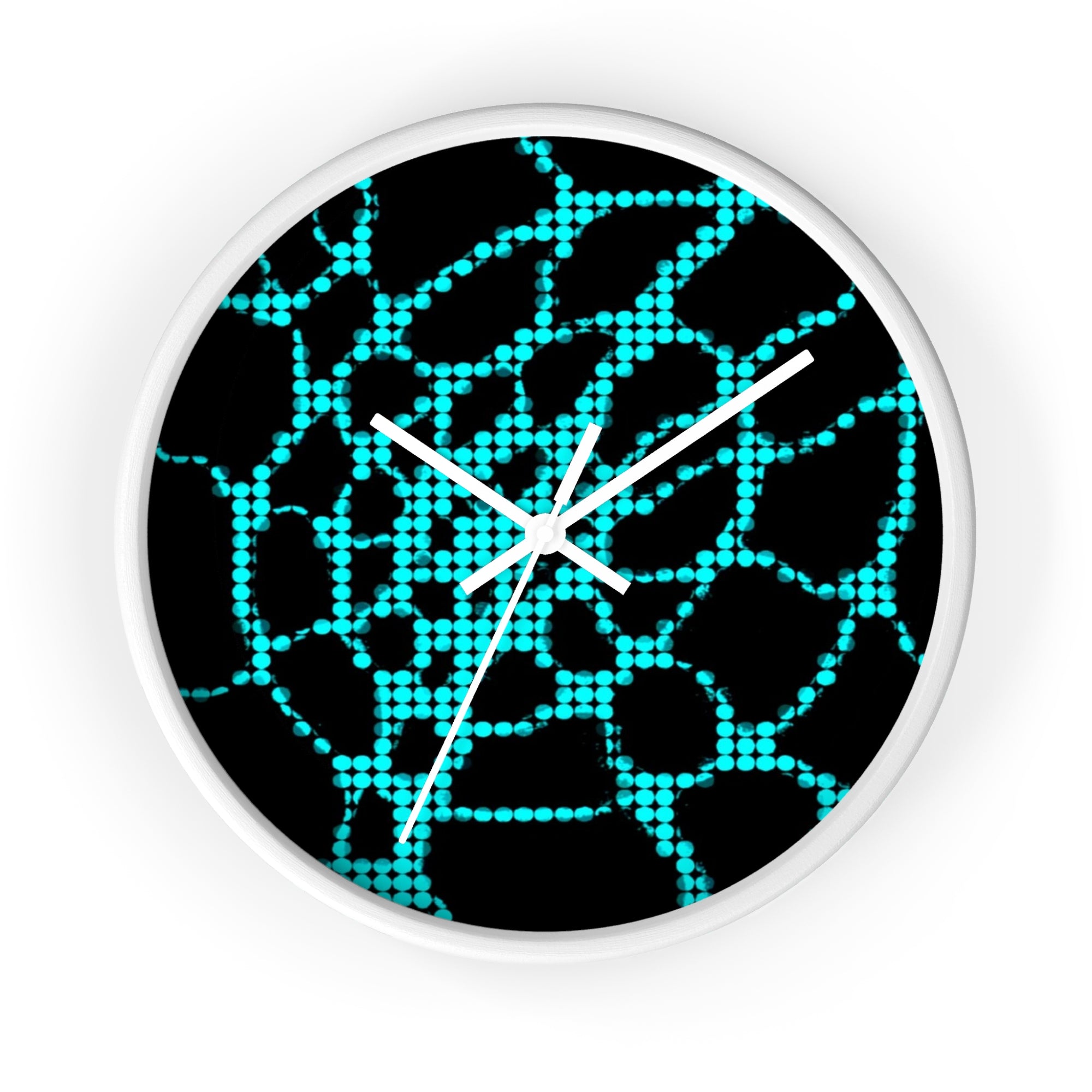 Abstract Digital Network Wall Clock | Turquoise Black Cyber Decor | Silent Unique Gift