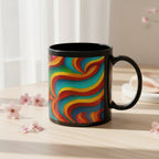 Retro Swirl Mug | Colorful Black Coffee Cup | Psychedelic Gift