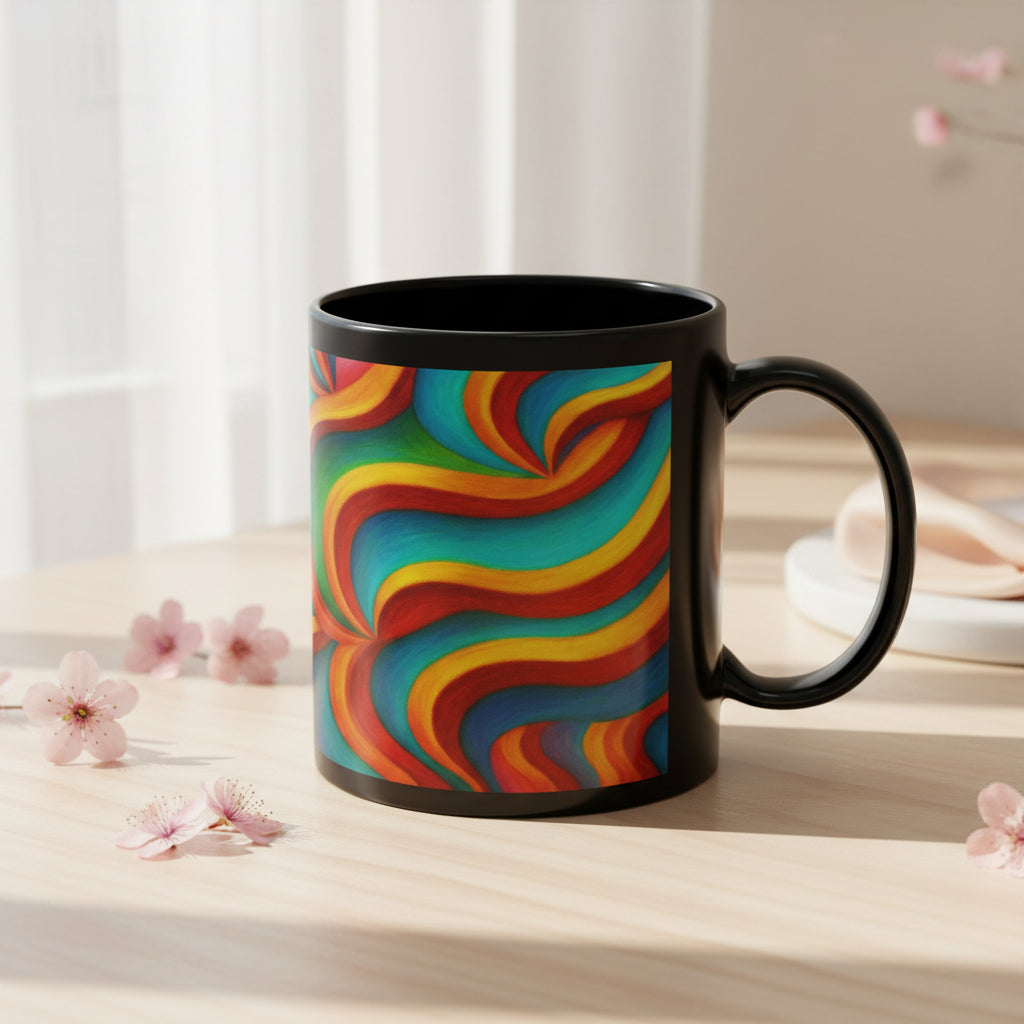 Retro Swirl Mug | Colorful Black Coffee Cup | Psychedelic Gift