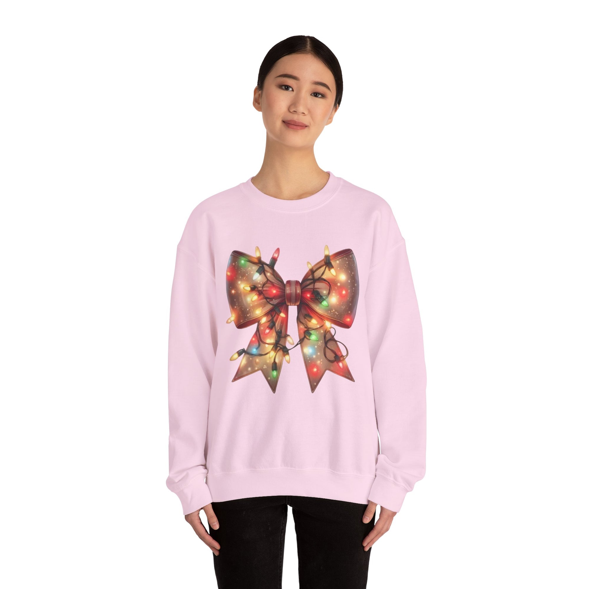 Christmas Bow Sweatshirt | Holiday Lights Crewneck