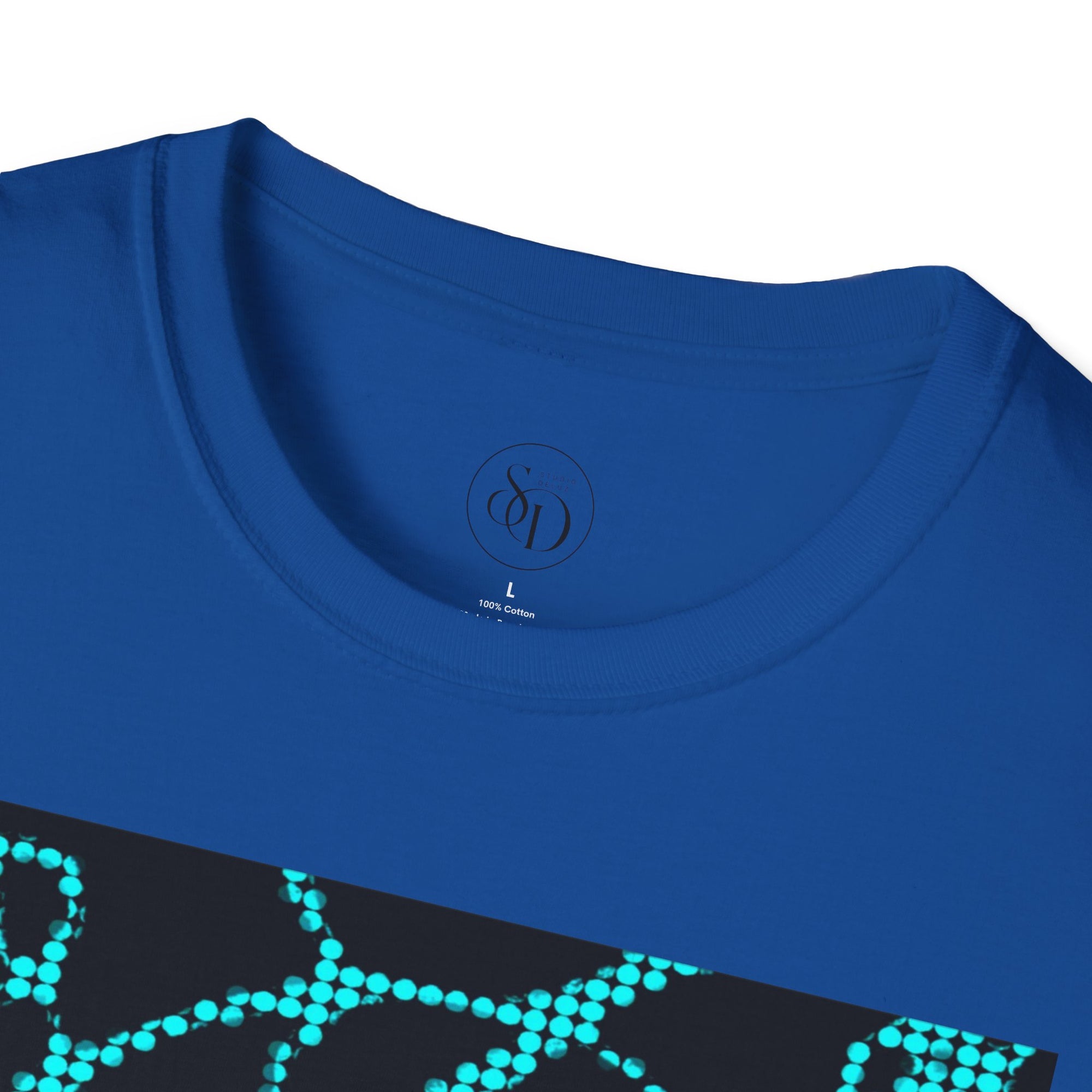 Neural Pattern T-Shirt | Black Turquoise Tech Aesthetic Tee