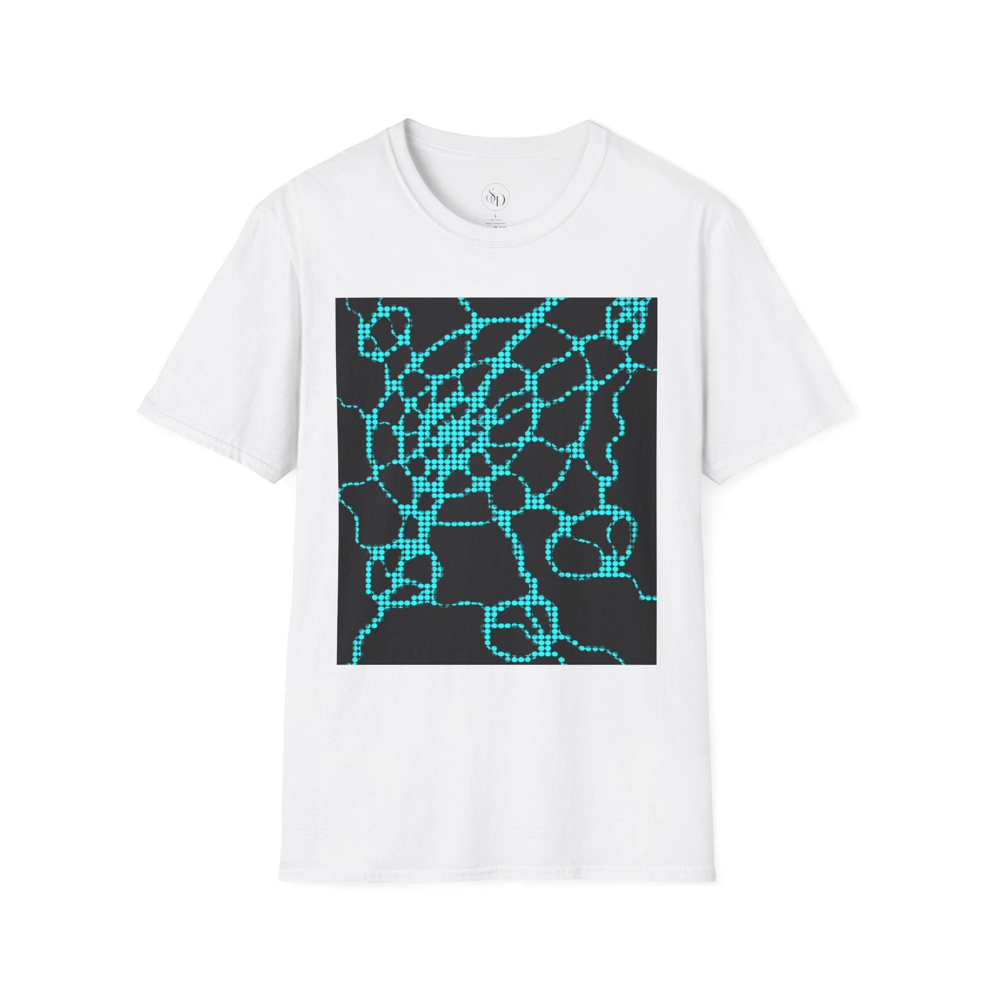 Neural Pattern T-Shirt | Black Turquoise Tech Aesthetic Tee
