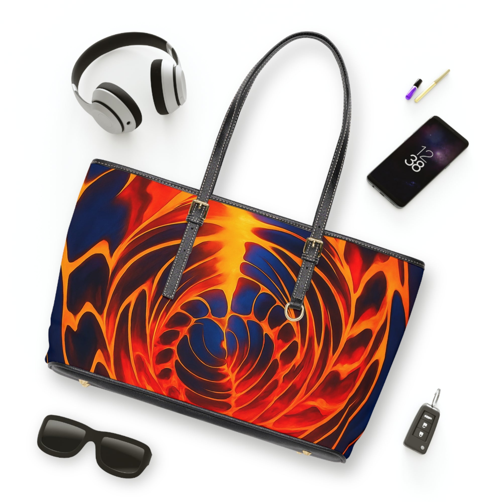 Fiery Spiral Tote Bag | Lava Abstract Shoulder Bag