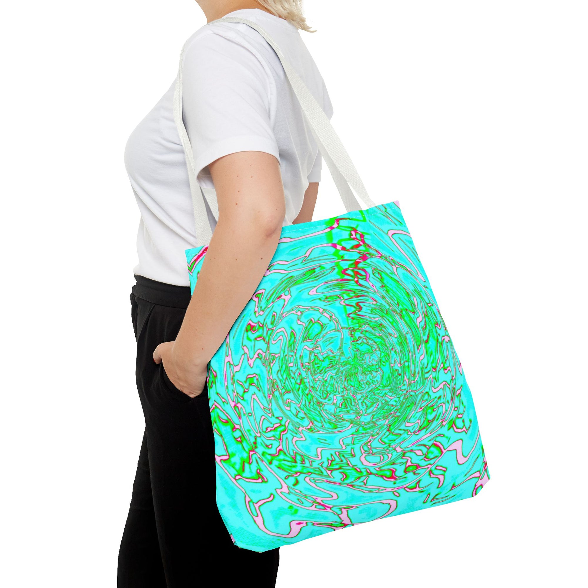 Ocean Swirl Tote Bag | Turquoise Abstract Beach Shopper