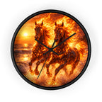 Fiery Horse Wall Clock | Flaming Stallion Sunset Decor