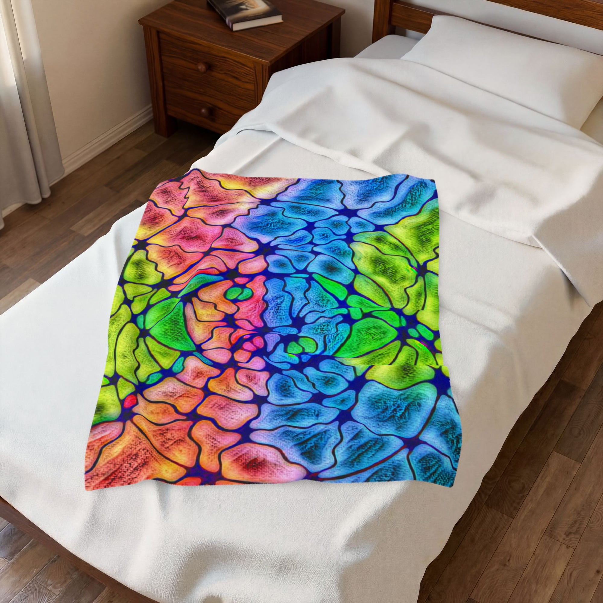 Tie-Dye Plush Blanket | Colorful Velveteen Throw | Cozy Home Decor