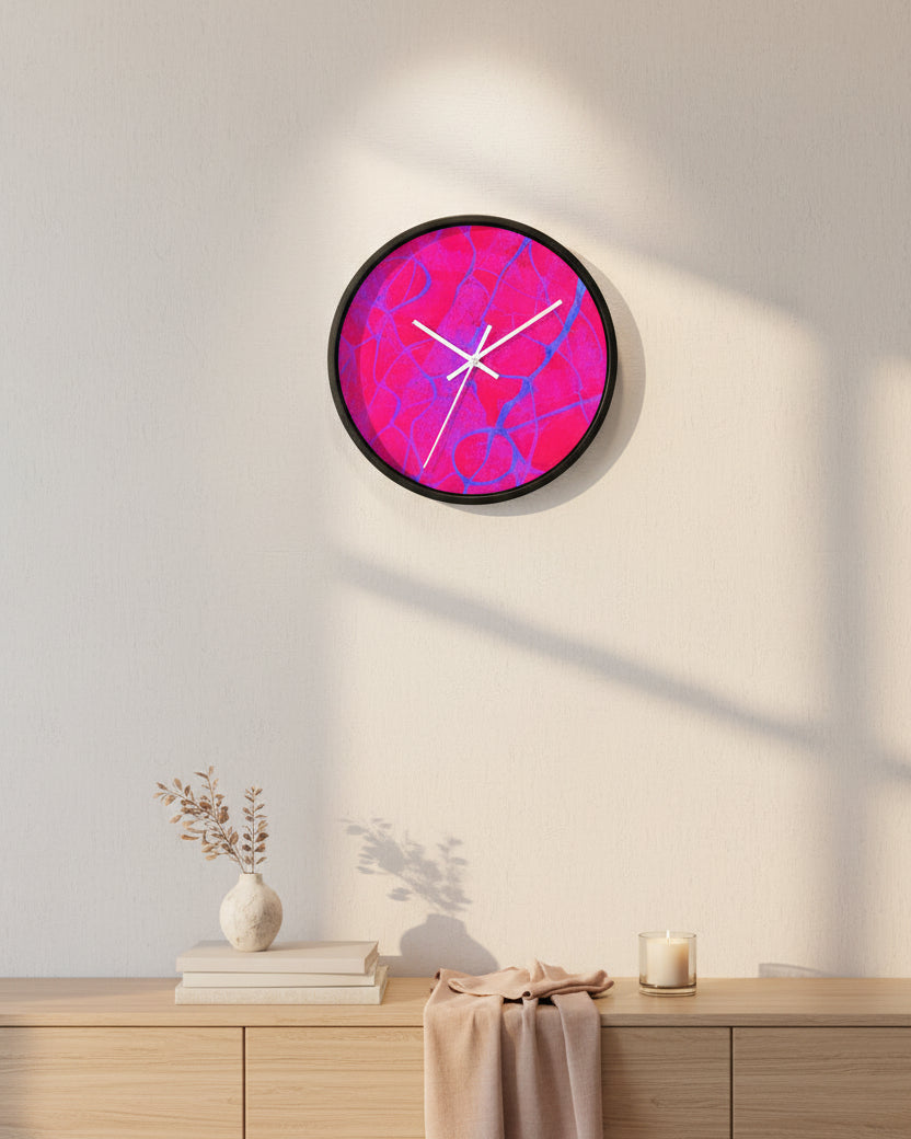 Hot Pink Wall Clock | Modern Silent Clock | Bold Home Decor