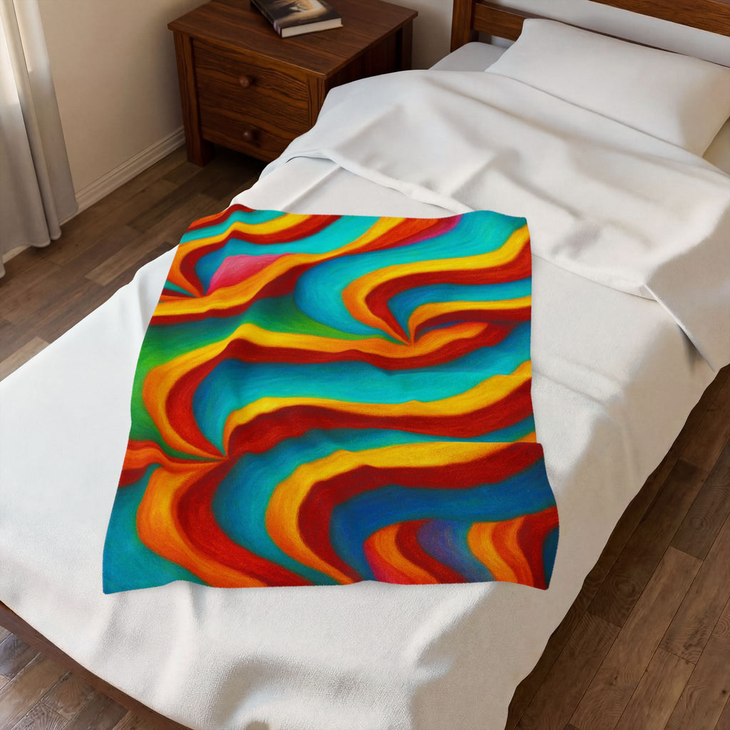 Swirl Plush Blanket | Colorful Velveteen Throw | Cozy Home Decor