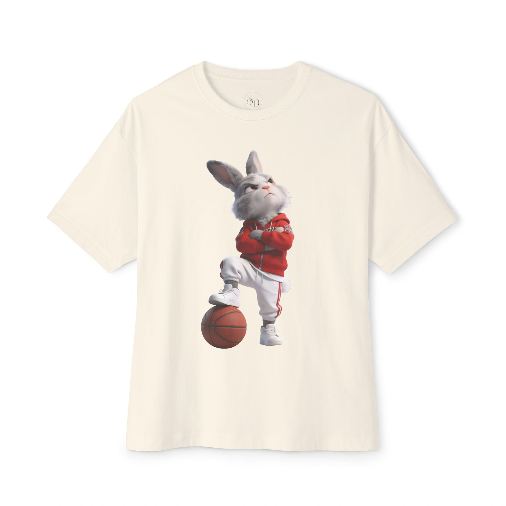 Oversized Bunny Basketball Player Graphic T-Shirt