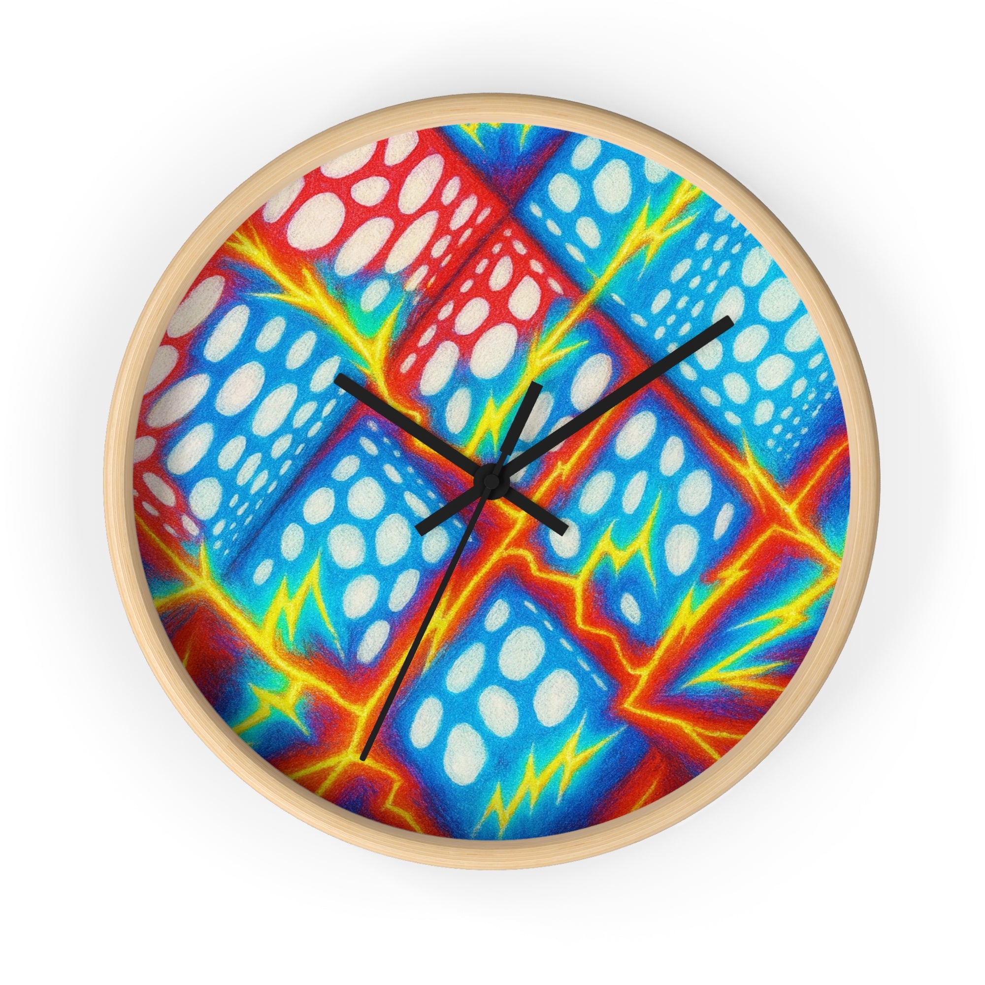 Geometric Cubes Abstract Wall Clock | Primary Color Pop Art Decor | Silent Unique Gift