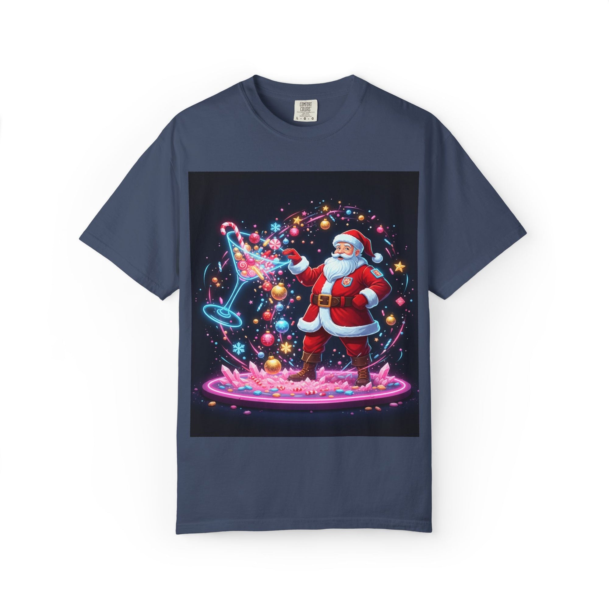 Santa Wizard Illustration T-Shirt | Neon Magical Christmas Tee