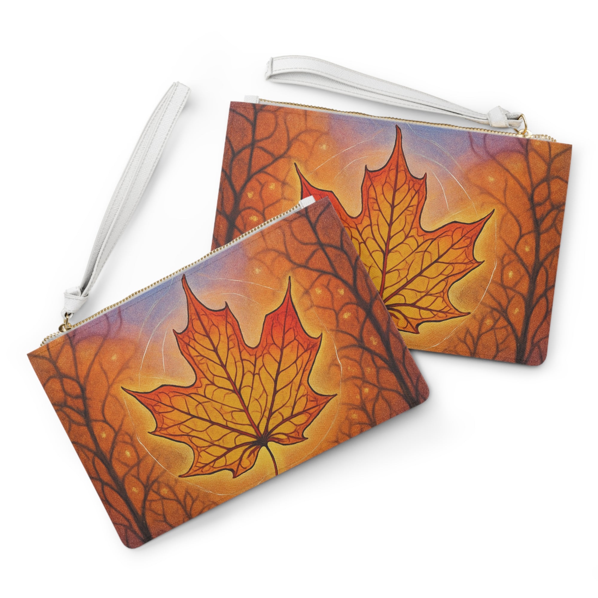 Autumn Maple Leaf Zippered Pouch | Vibrant Fall Makeup Bag