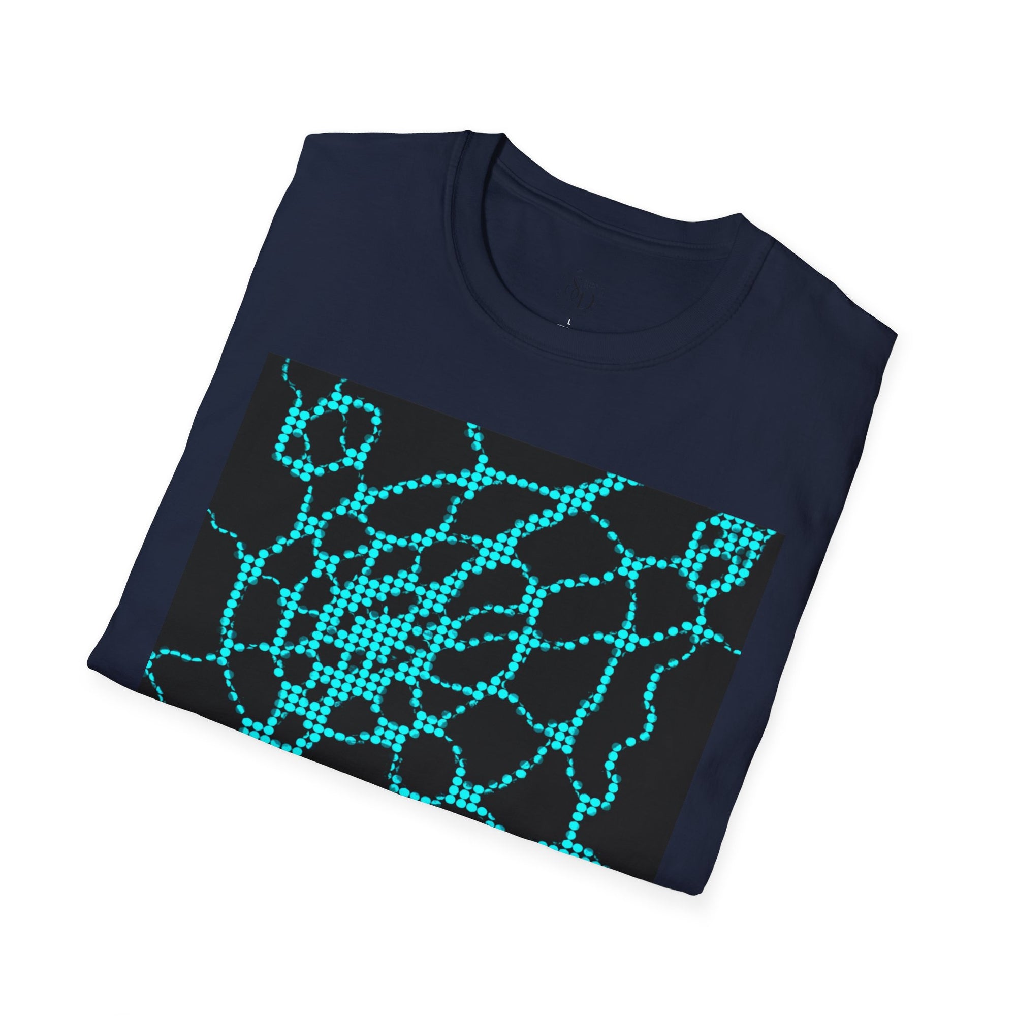Neural Pattern T-Shirt | Black Turquoise Tech Aesthetic Tee