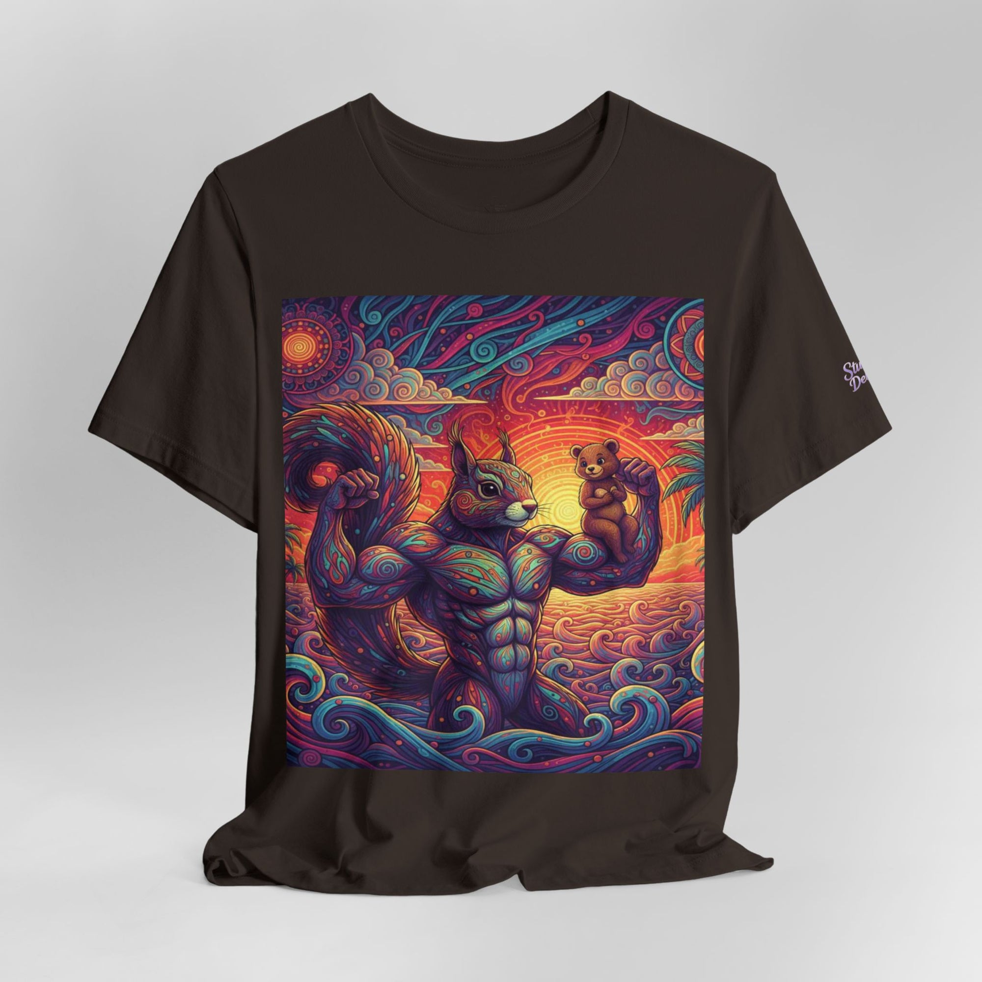 Muscular Squirrel Warrior T-Shirt | Fantasy Animal Design | Colorful Unisex Graphic Shirt