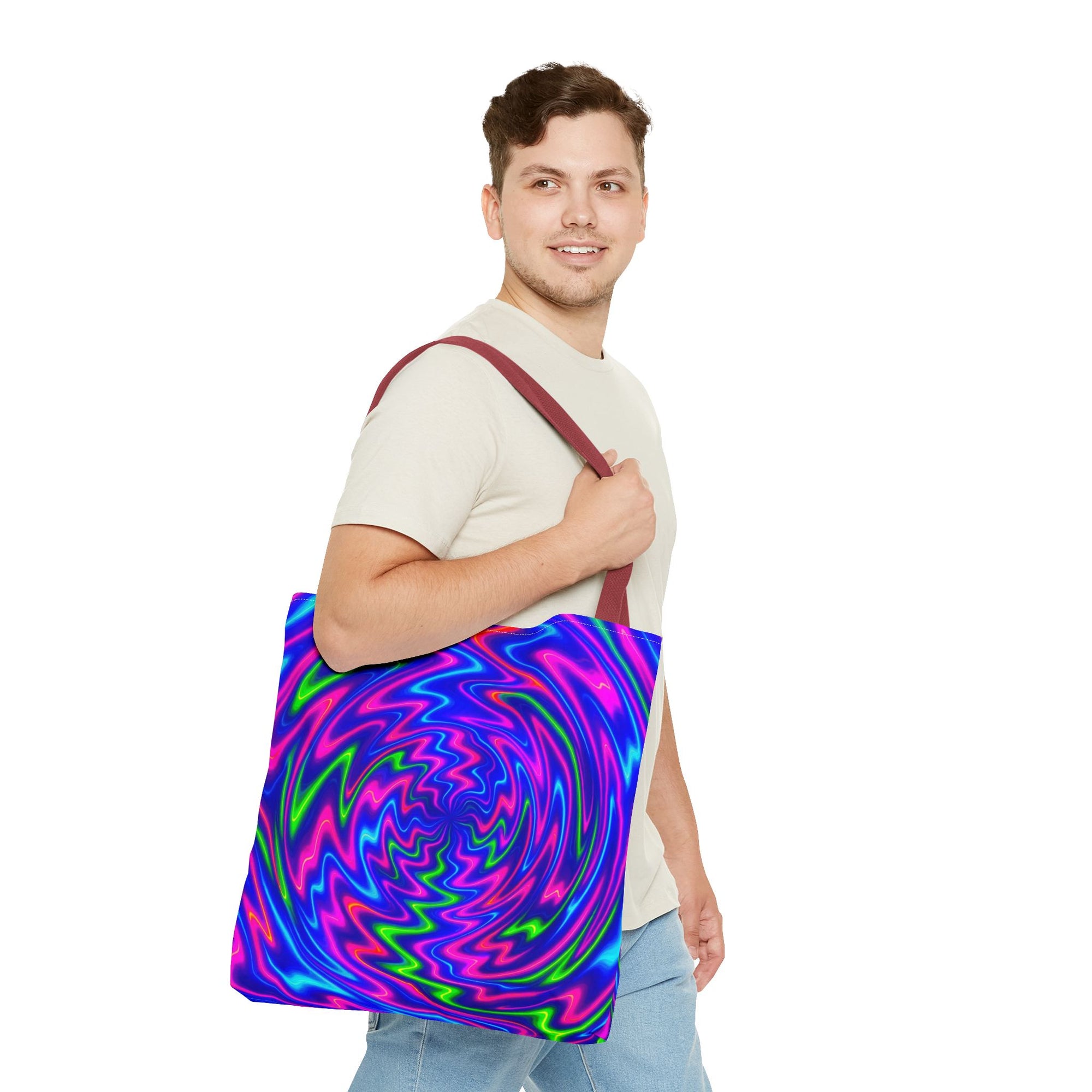 Neon Psychedelic Tote | Colorful Swirl Art Bag