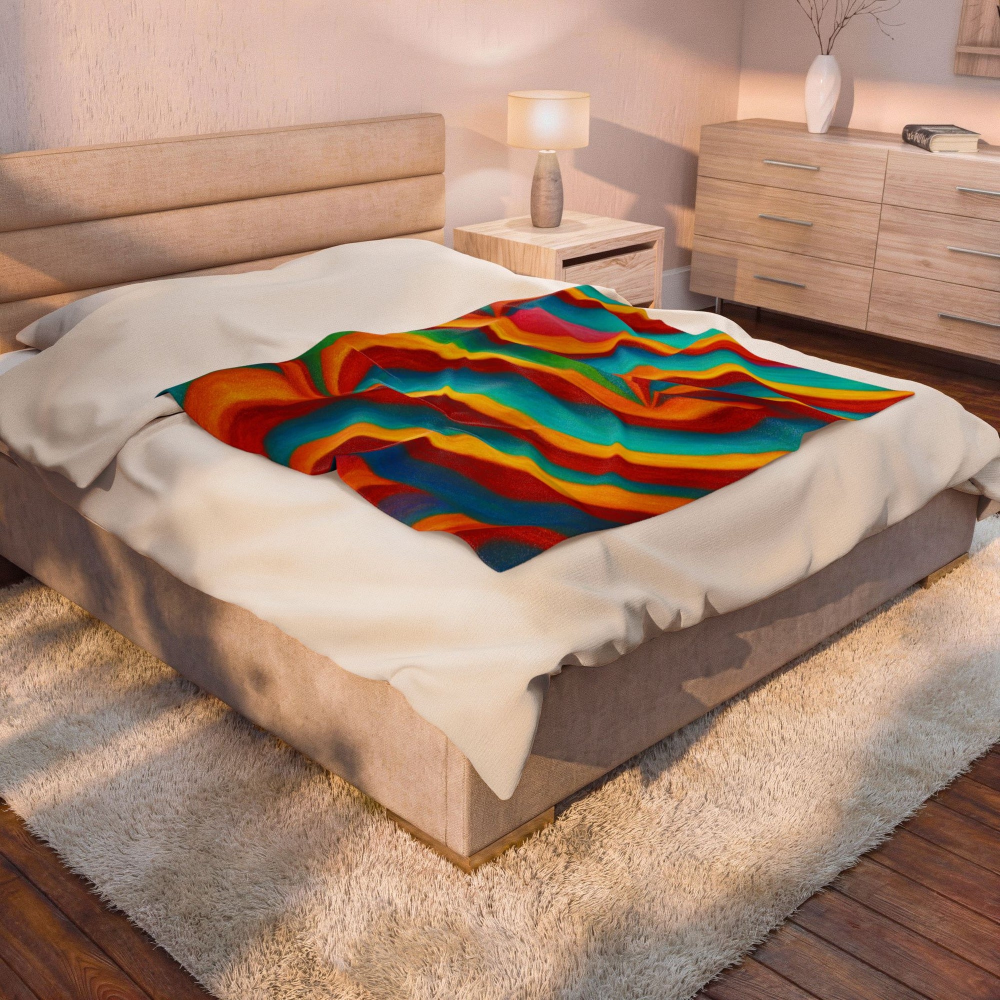 Swirl Plush Blanket | Colorful Velveteen Throw | Cozy Home Decor
