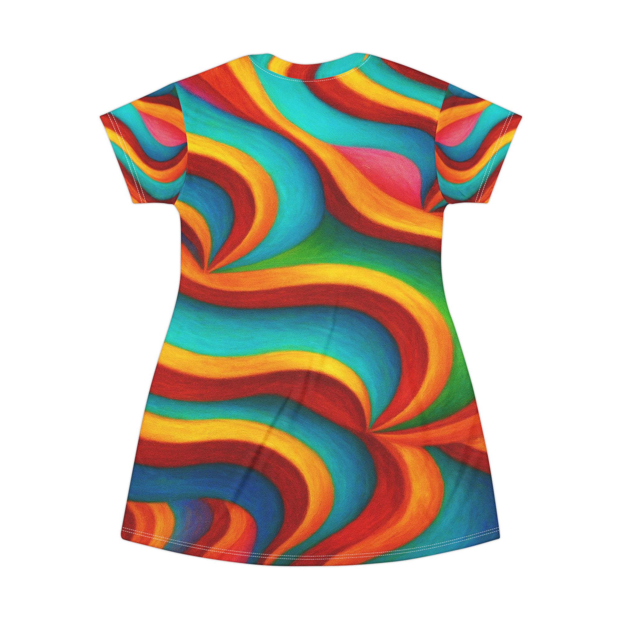 Rainbow Wave T-Shirt Dress | Colorful Bodycon Dress | Summer Casual Outfit