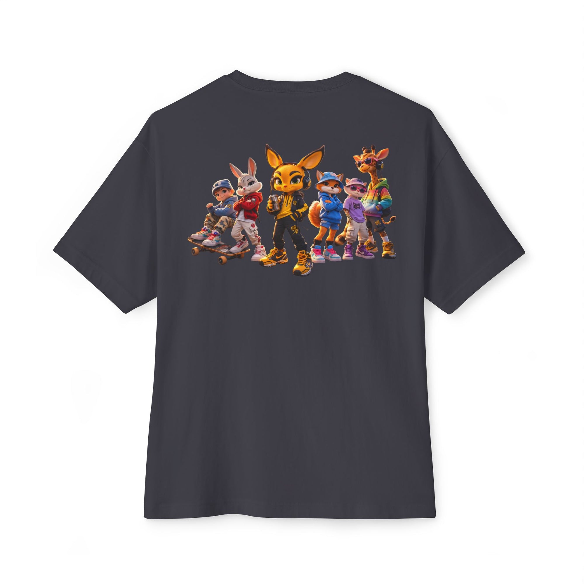 Anthropomorphic Street Crew Tee — Cartoon Fox & Friends Graphic T‑Shirt